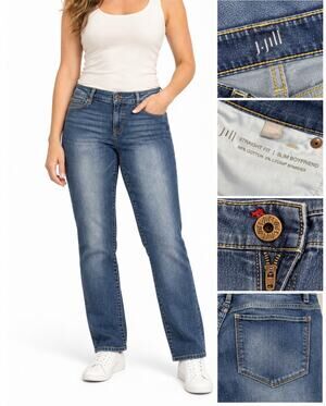 Classic J.Jill Women's Petite Slim Boyfriend Straight Jeans Size 10P Medium Wash
